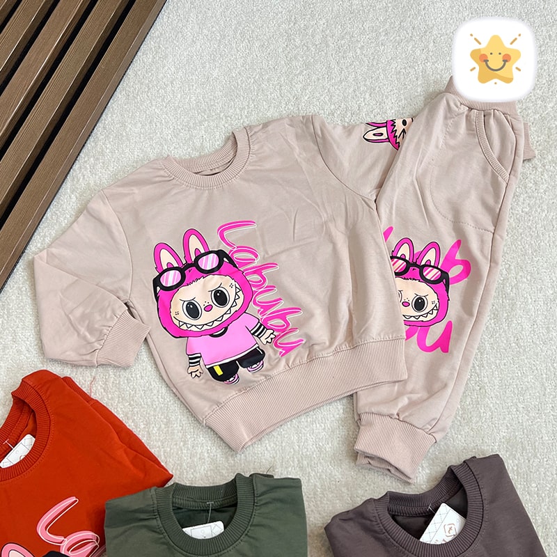 بلوز شلوار دخترانه جنس پنبه مدل لبو بو مناسب 1 تا 8 سال - نی نی استار