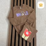 بلوز شلوار دخترانه پنبه جنس عالی مدل WHLE مناسب 2 تا 10 سال قهوه ای - نی نی استار