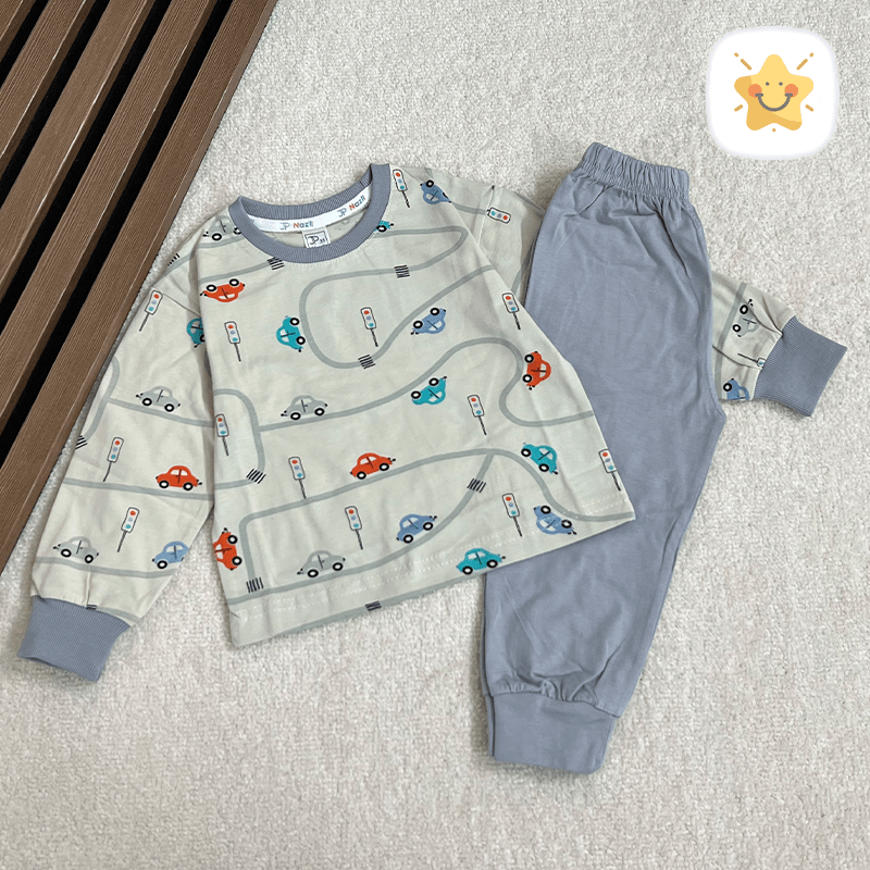 بلوز شلوار پسرانه جنس پنبه مدل ماشین مناسب 1 تا 8 سال - نی نی استار