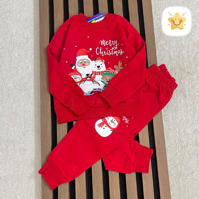 بلوز شلوار یلدایی ( دختر و پسر ) جنس عالی پنبه طرح بابانوئل مناسب 1 تا 4 سال - نی نی استار