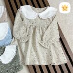 پیراهن دخترانه گل دار یقه ب برند MANELY کرم - نی نی استار